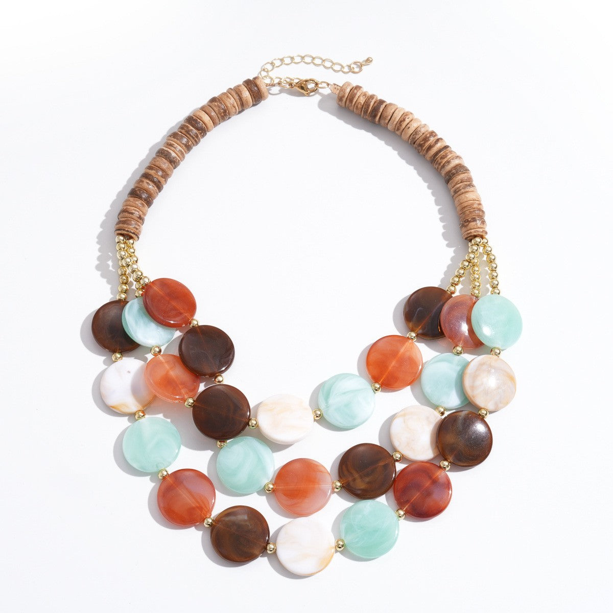 Boho Multi-Color Acrylic Disc Necklace