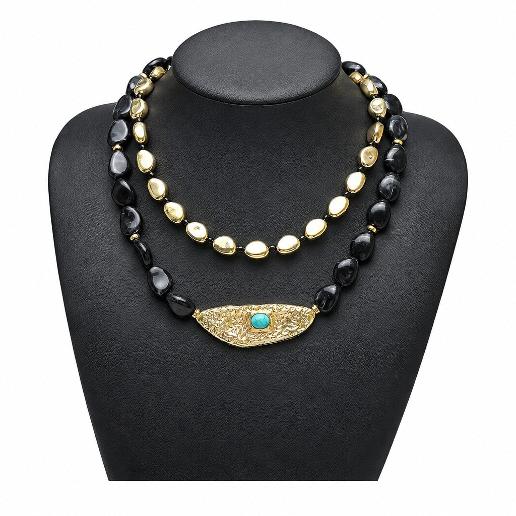 Boho Vintage Red Beaded Layered Necklace