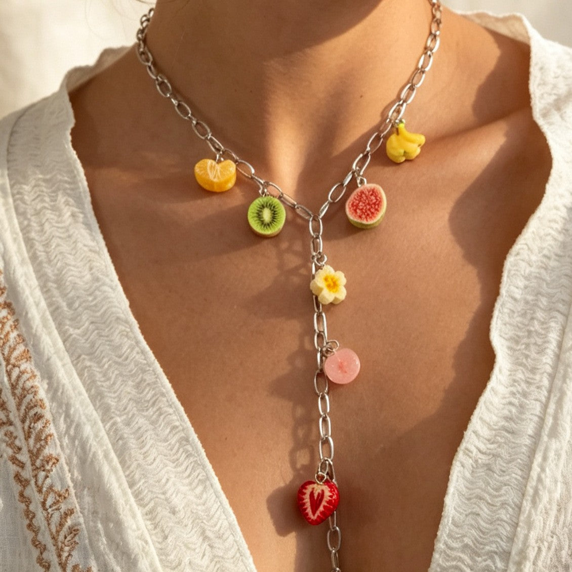 Playful Resin Fruit Y-Necklace