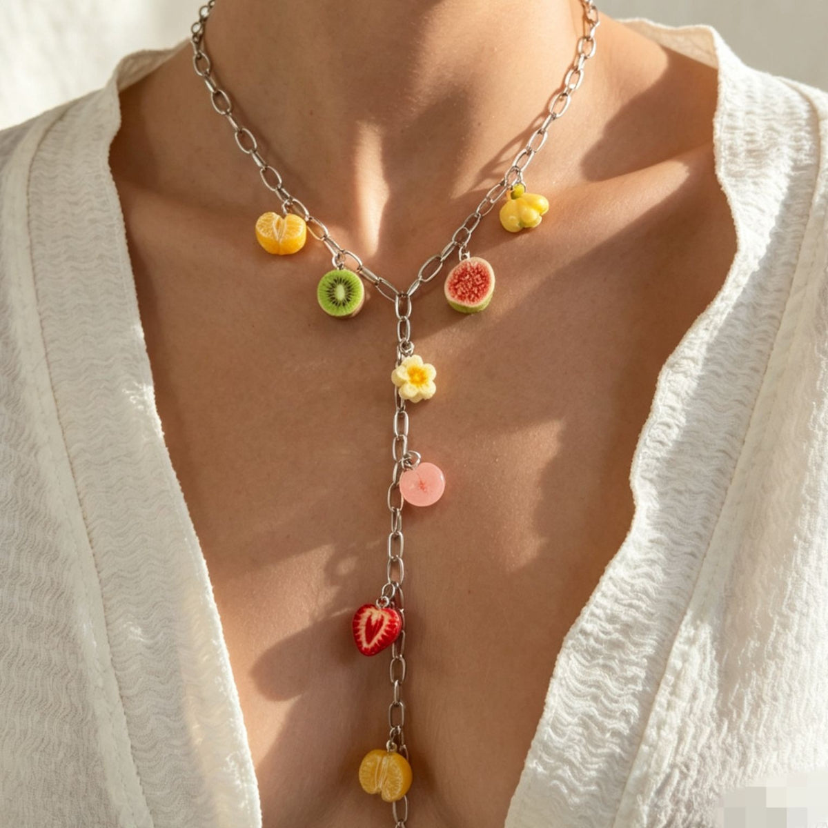 Playful Resin Fruit Y-Necklace