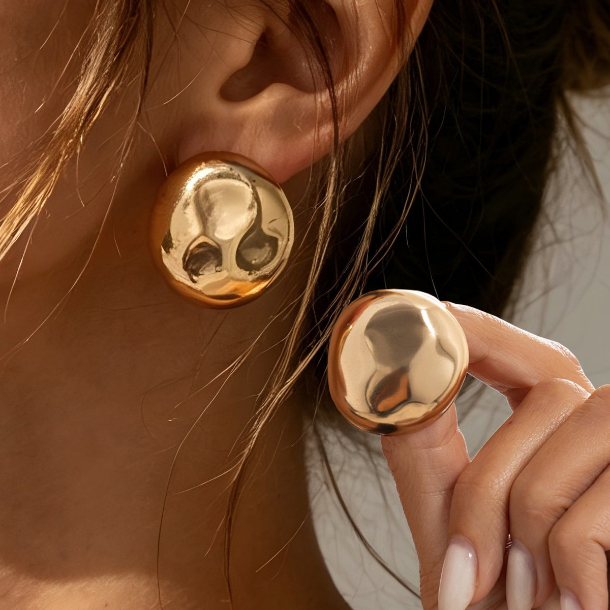 Classy Polished Irregular Dome Stud Earrings