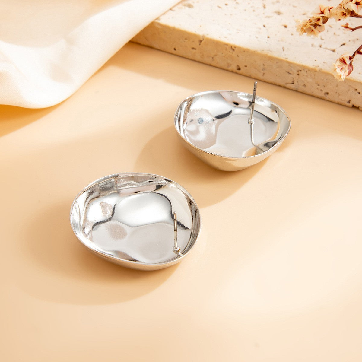 Classy Polished Irregular Dome Stud Earrings