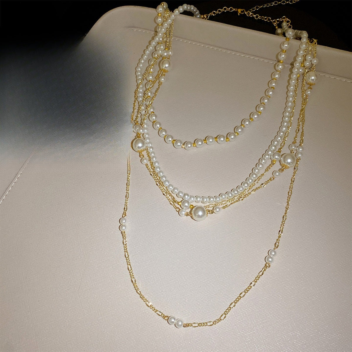 Classy Multi-Strand Faux Pearl Necklace