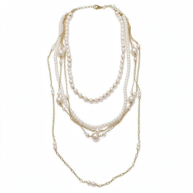 Classy Multi-Strand Faux Pearl Necklace