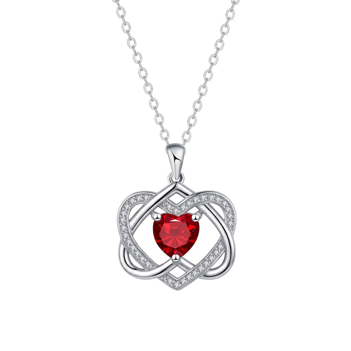 Romantic Interlocking Heart Birthstone Necklace