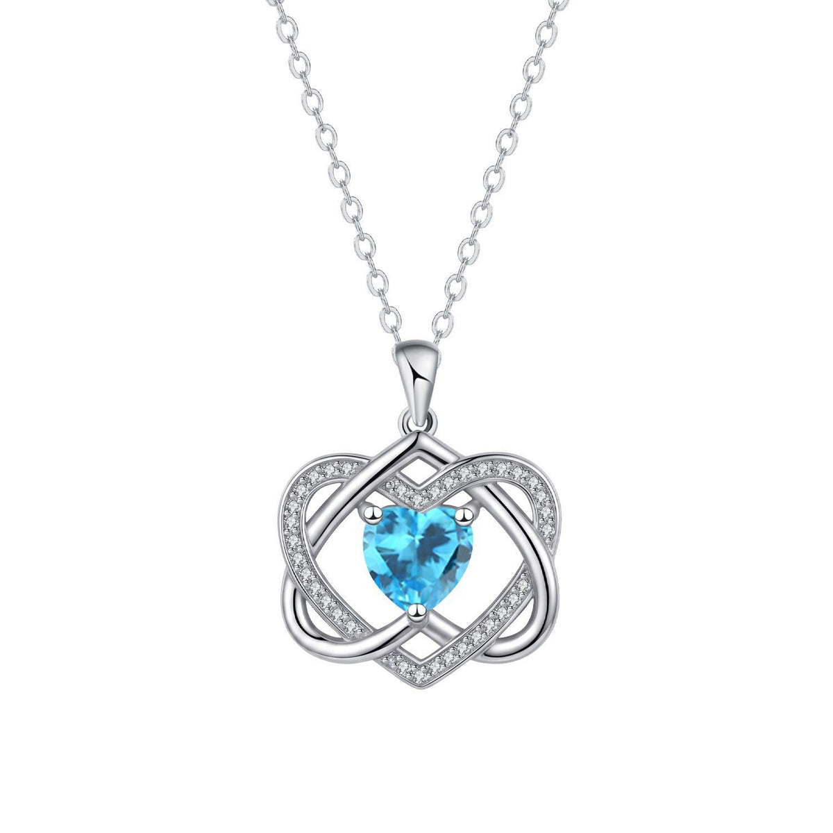 Romantic Interlocking Heart Birthstone Necklace