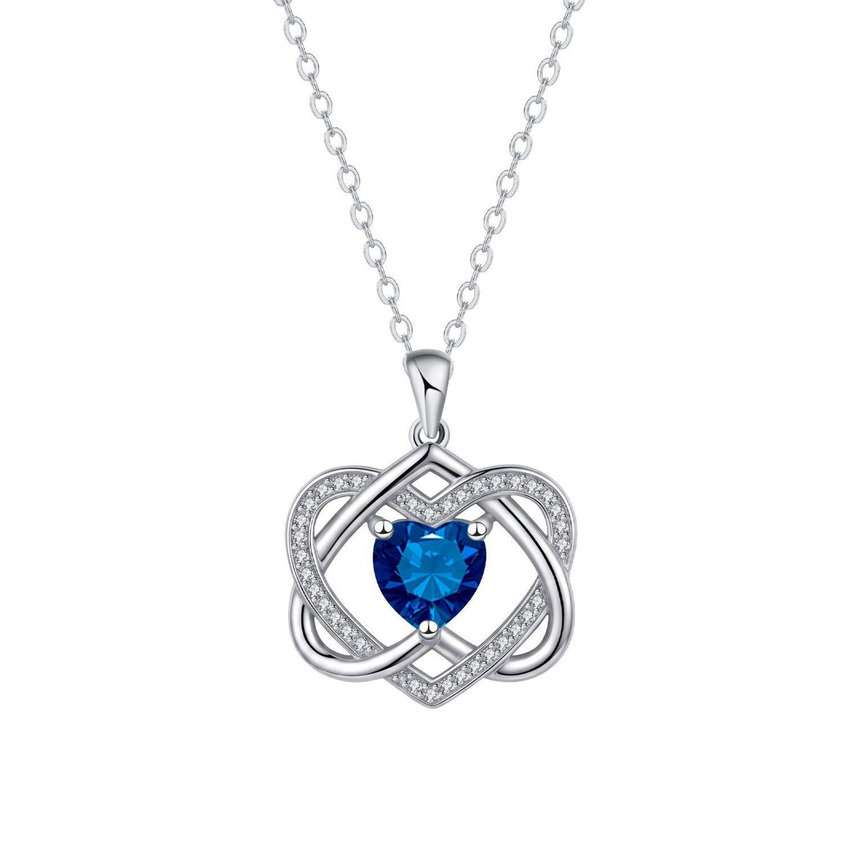 Romantic Interlocking Heart Birthstone Necklace
