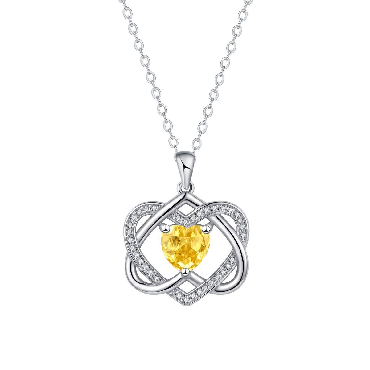 Romantic Interlocking Heart Birthstone Necklace