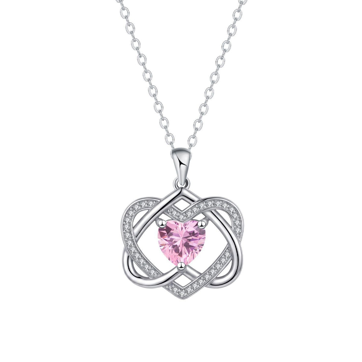 Romantic Interlocking Heart Birthstone Necklace