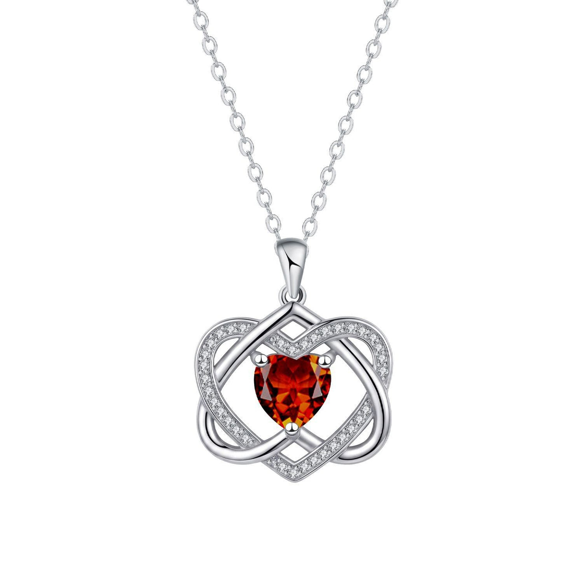 Romantic Interlocking Heart Birthstone Necklace