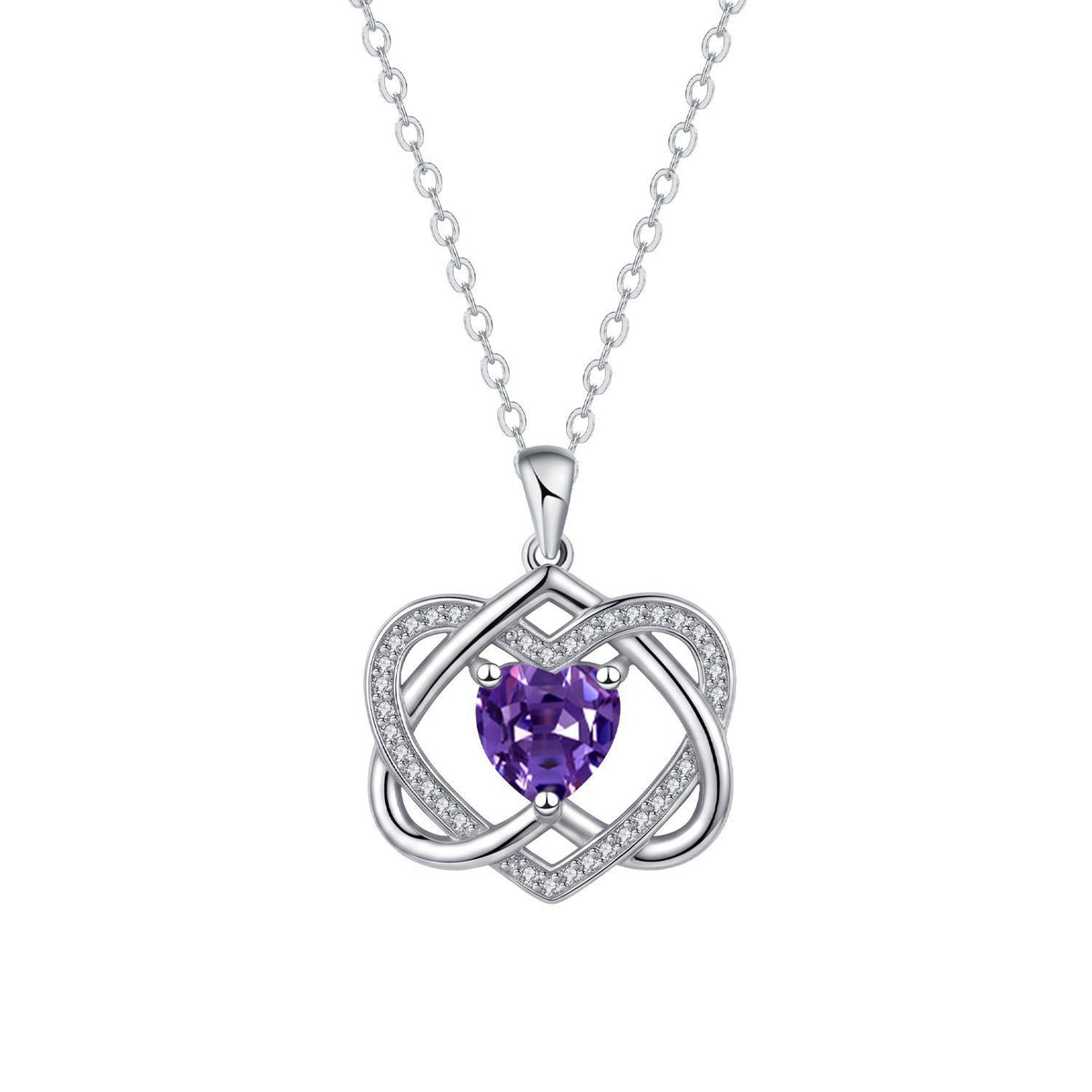 Romantic Interlocking Heart Birthstone Necklace
