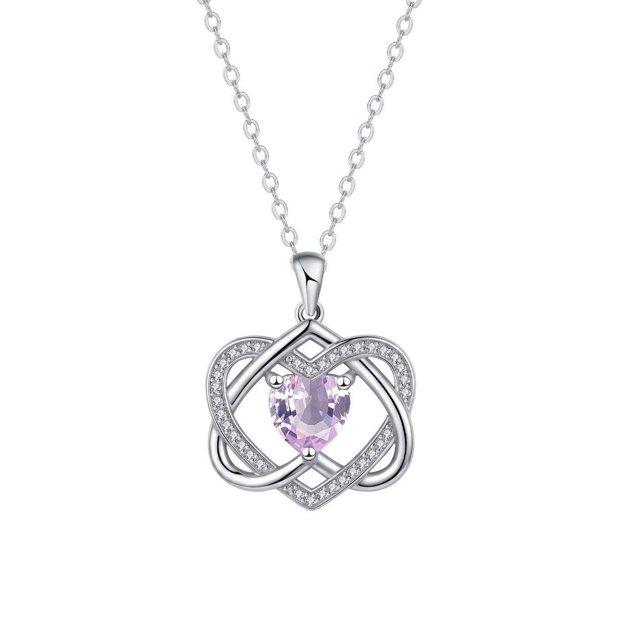 Romantic Interlocking Heart Birthstone Necklace