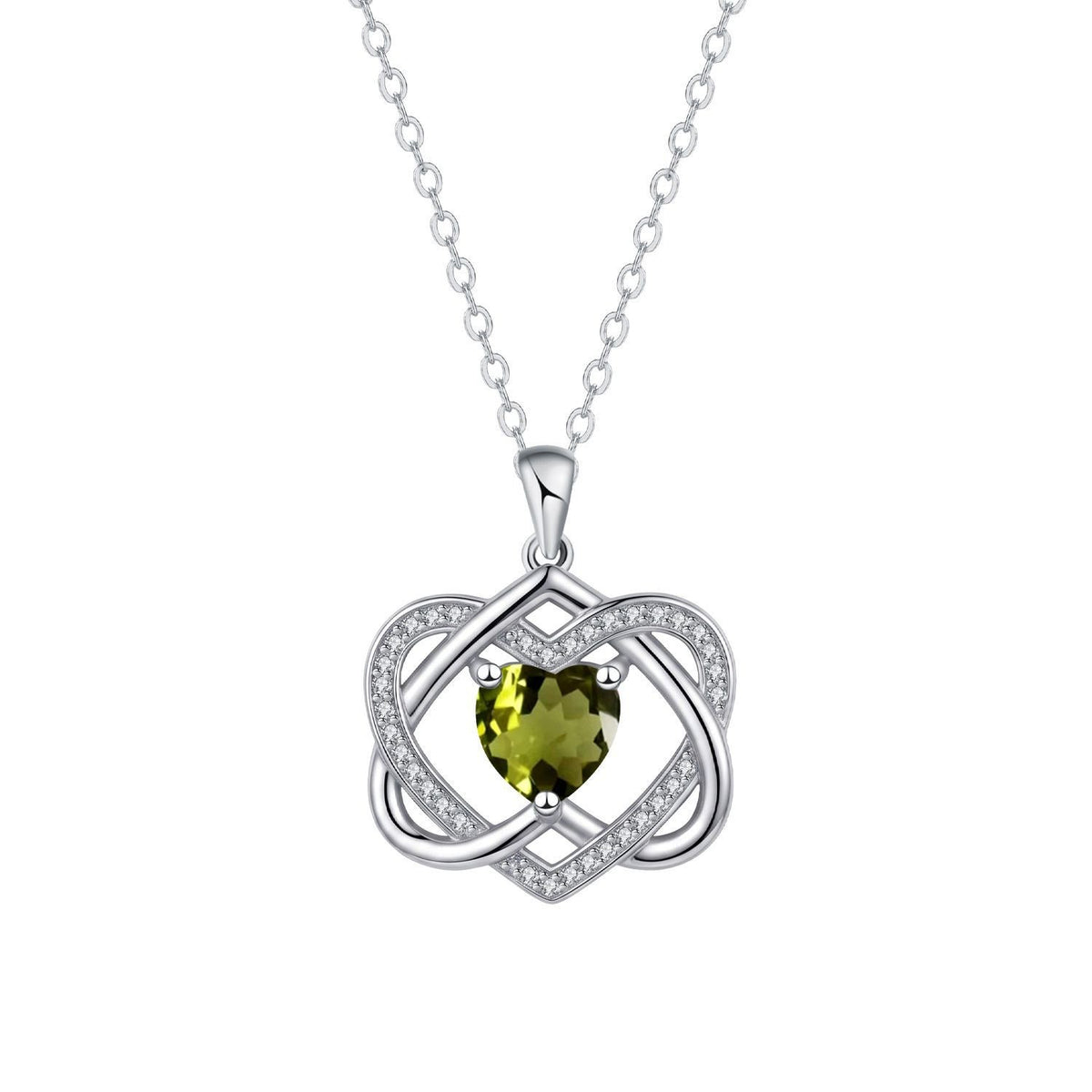 Romantic Interlocking Heart Birthstone Necklace