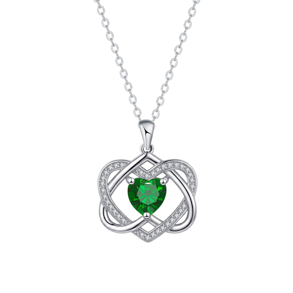 Romantic Interlocking Heart Birthstone Necklace