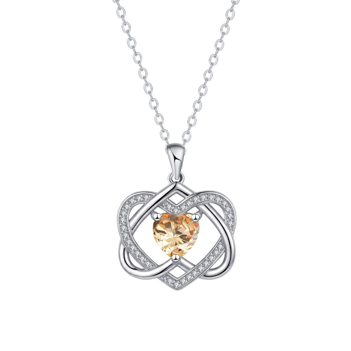 Romantic Interlocking Heart Birthstone Necklace