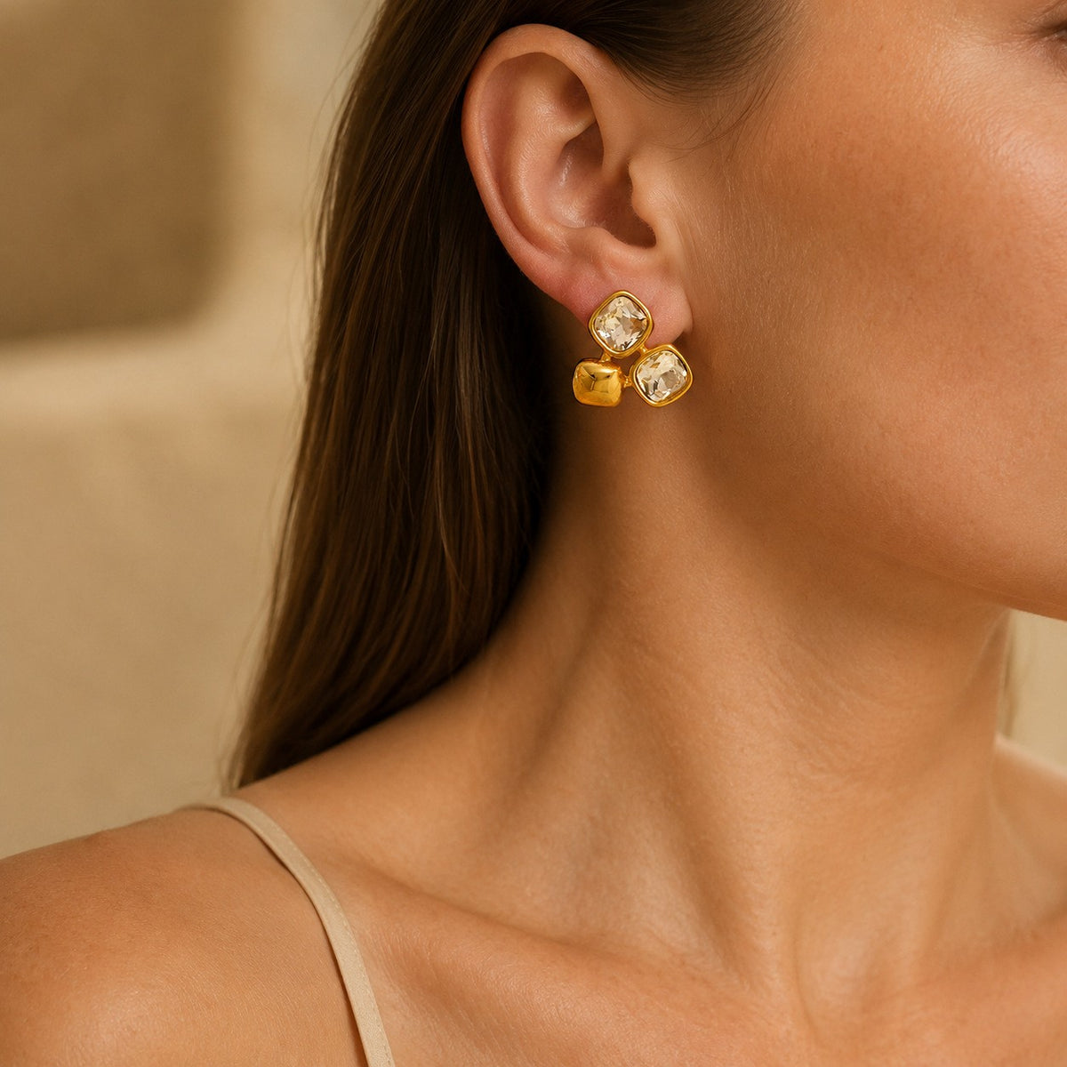 Classy Geometric Crystal Cluster Earrings