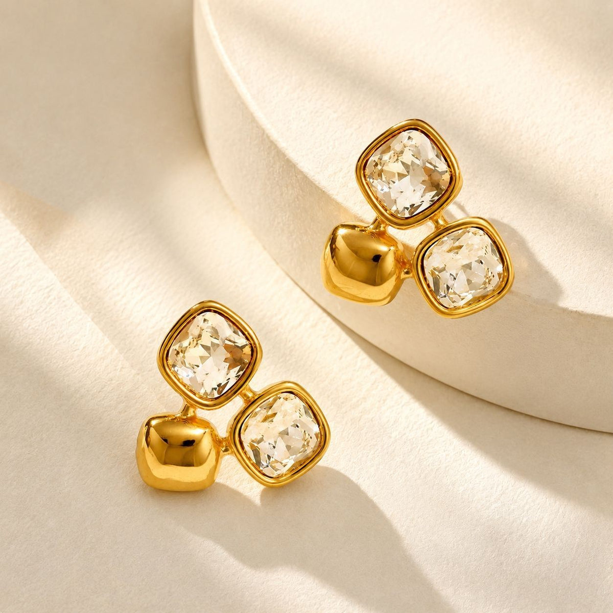 Classy Geometric Crystal Cluster Earrings