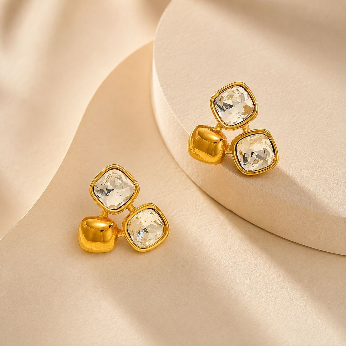 Classy Geometric Crystal Cluster Earrings