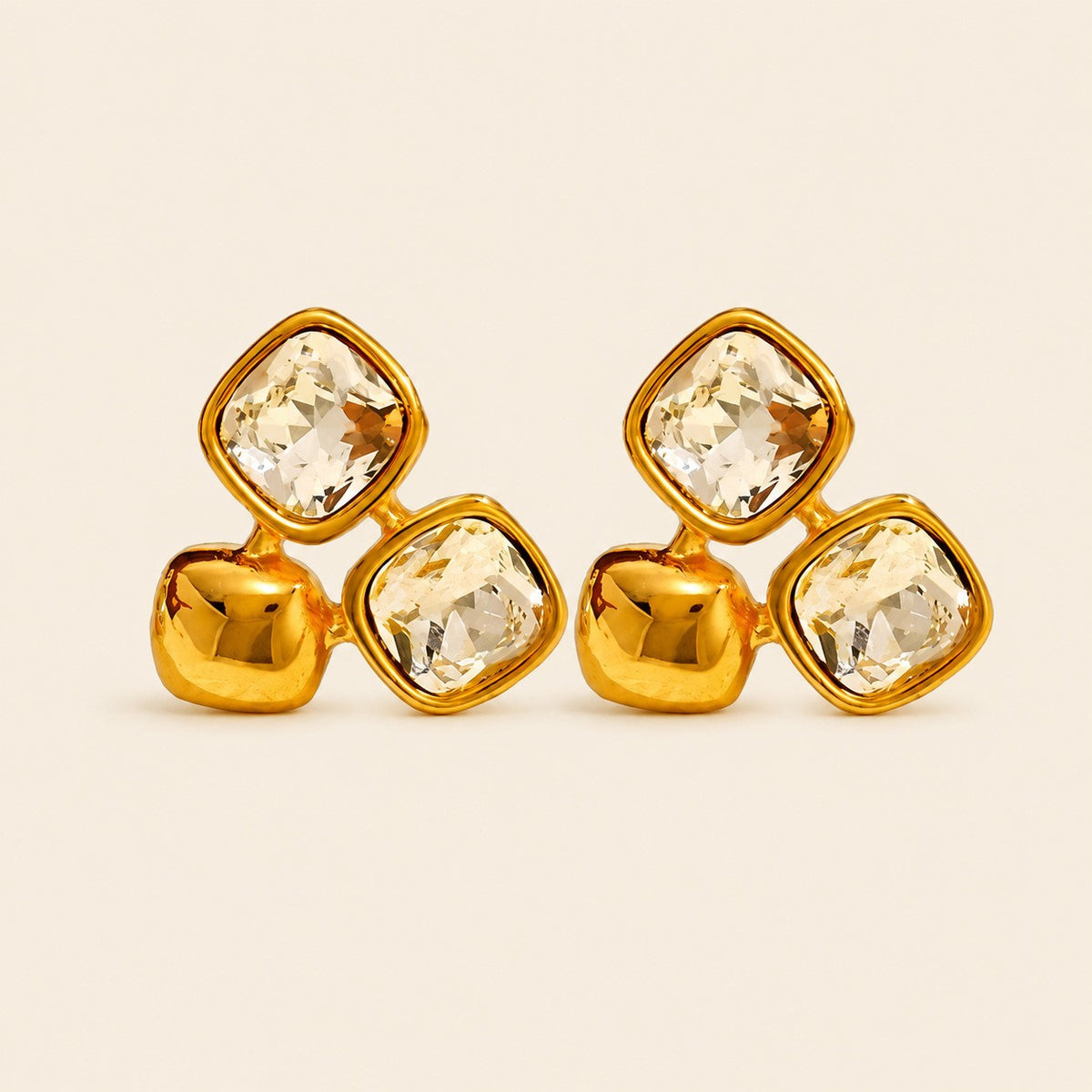 Classy Geometric Crystal Cluster Earrings