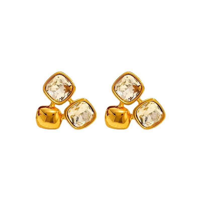Classy Geometric Crystal Cluster Earrings