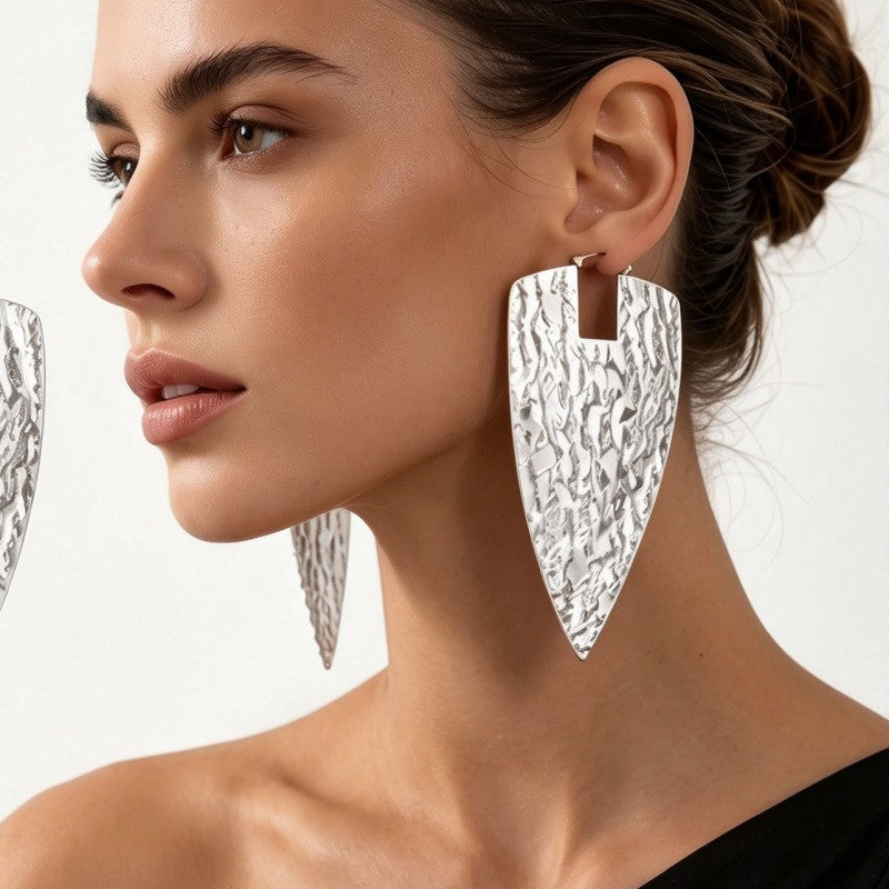 Classy Hammered Geometric Arrowhead Earrings