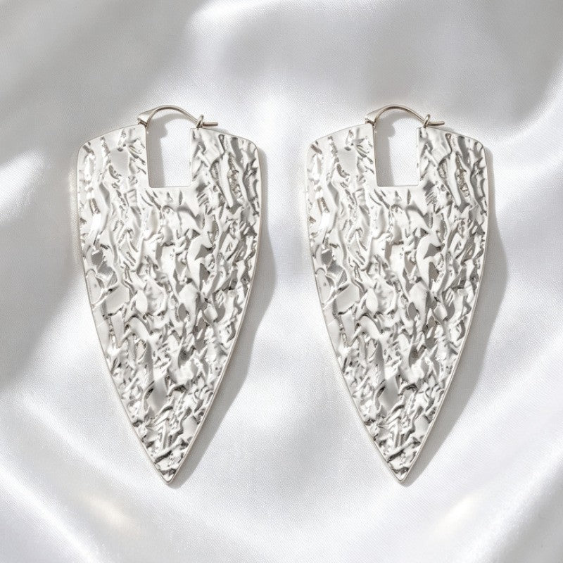 Classy Hammered Geometric Arrowhead Earrings
