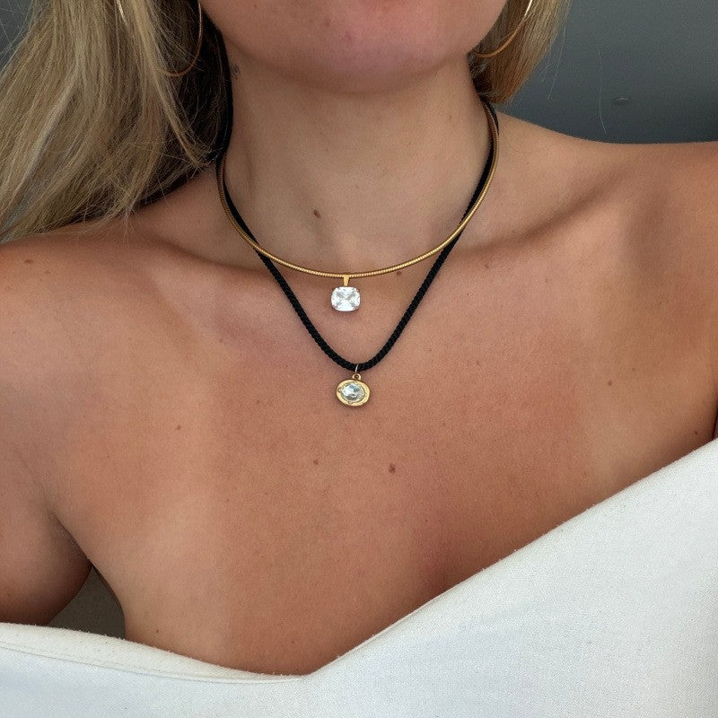 Romantic Dual Tone Braided Crystal Necklace