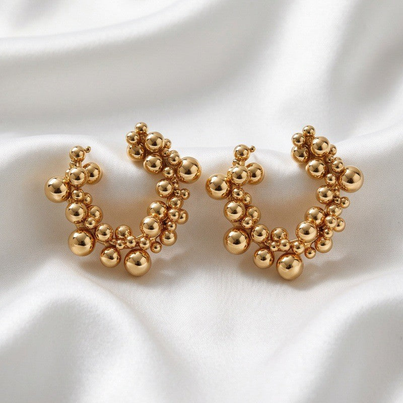 Classy Geometric Beaded Hoop Earrings