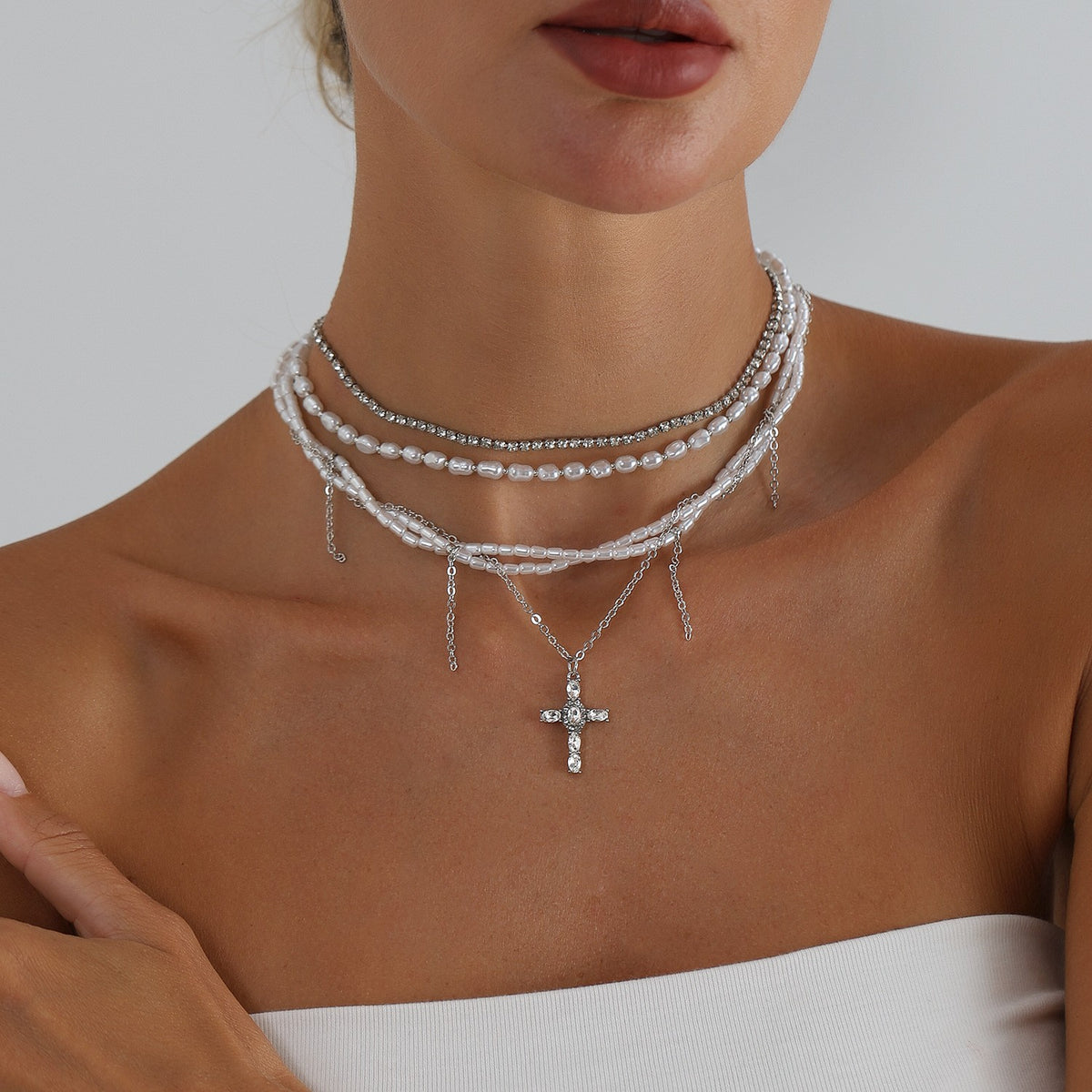 Elegant Multi-Strand Beaded Choker Set