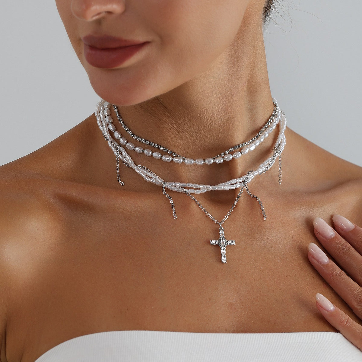 Elegant Multi-Strand Beaded Choker Set