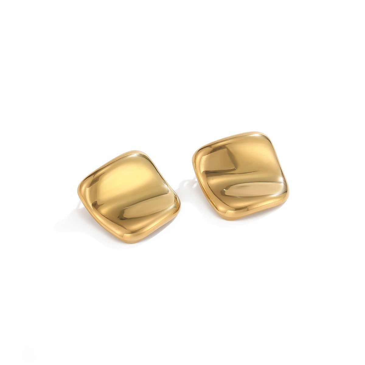 Classy Polished Curved Square Stud Earrings