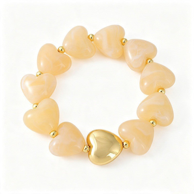 Boho Multicolor Resin Heart Bracelet Stack