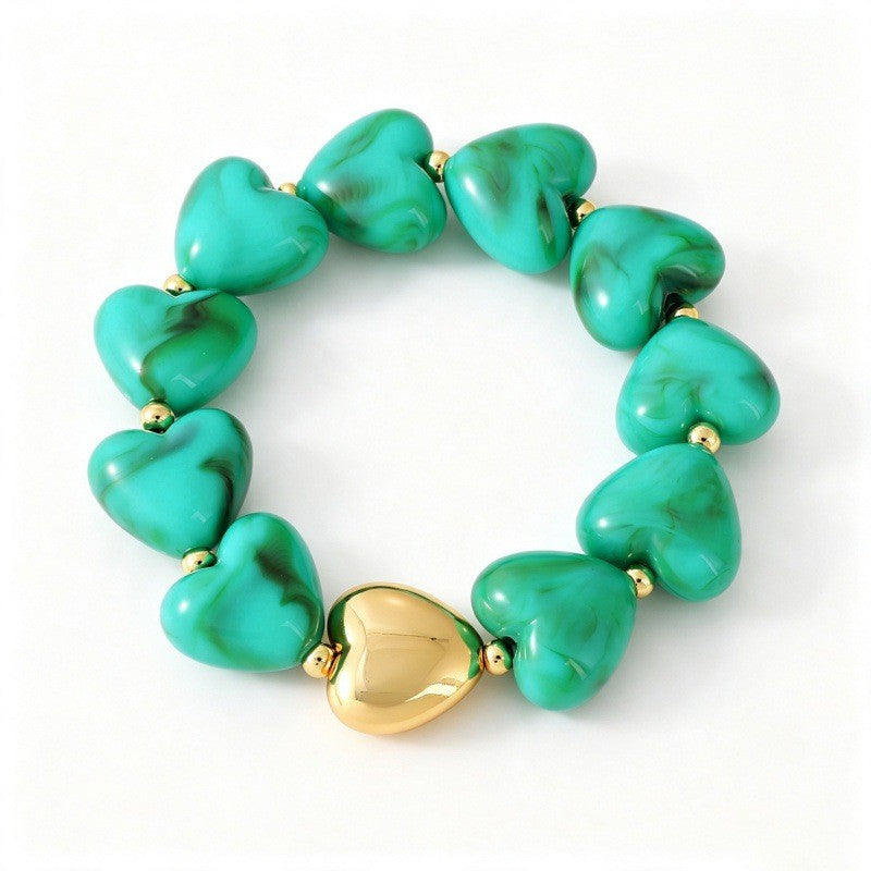 Boho Multicolor Resin Heart Bracelet Stack