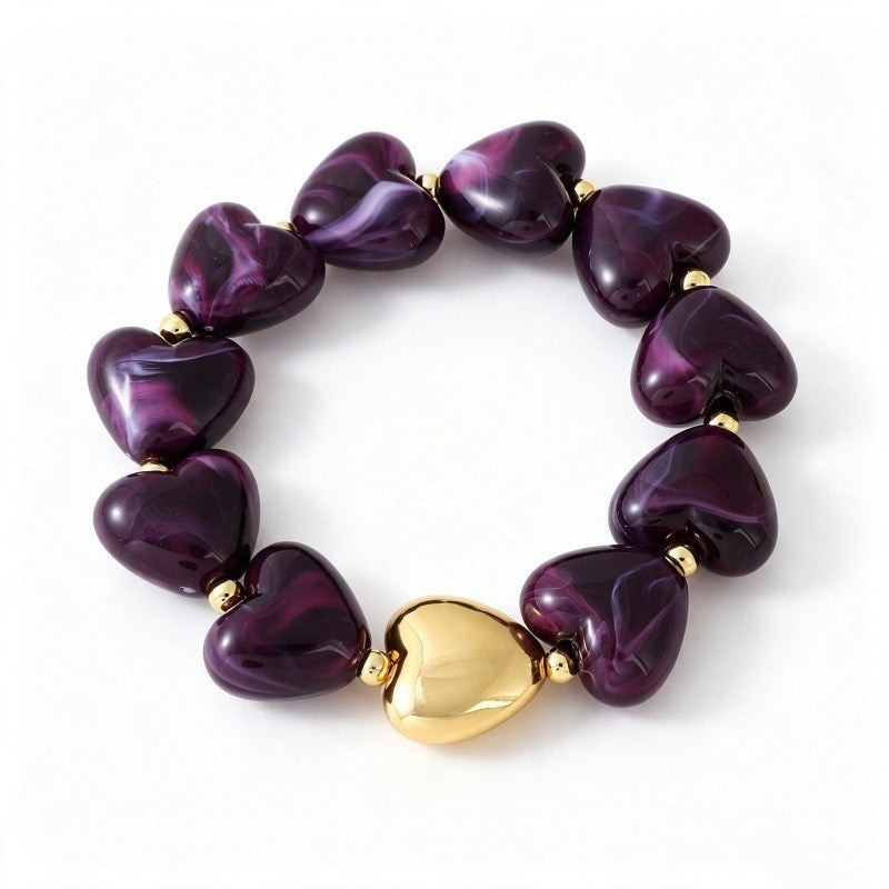 Boho Multicolor Resin Heart Bracelet Stack