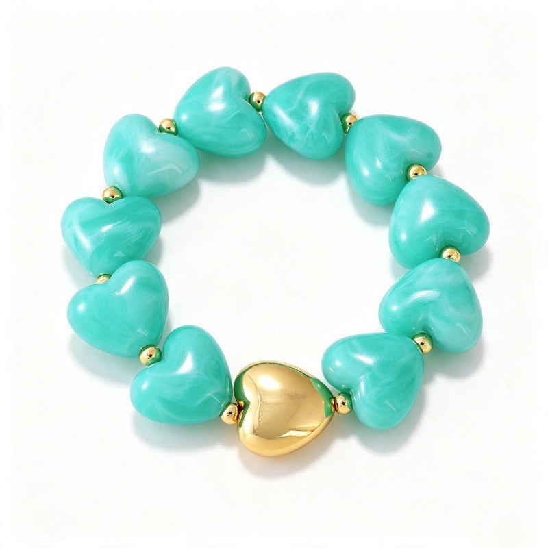 Boho Multicolor Resin Heart Bracelet Stack