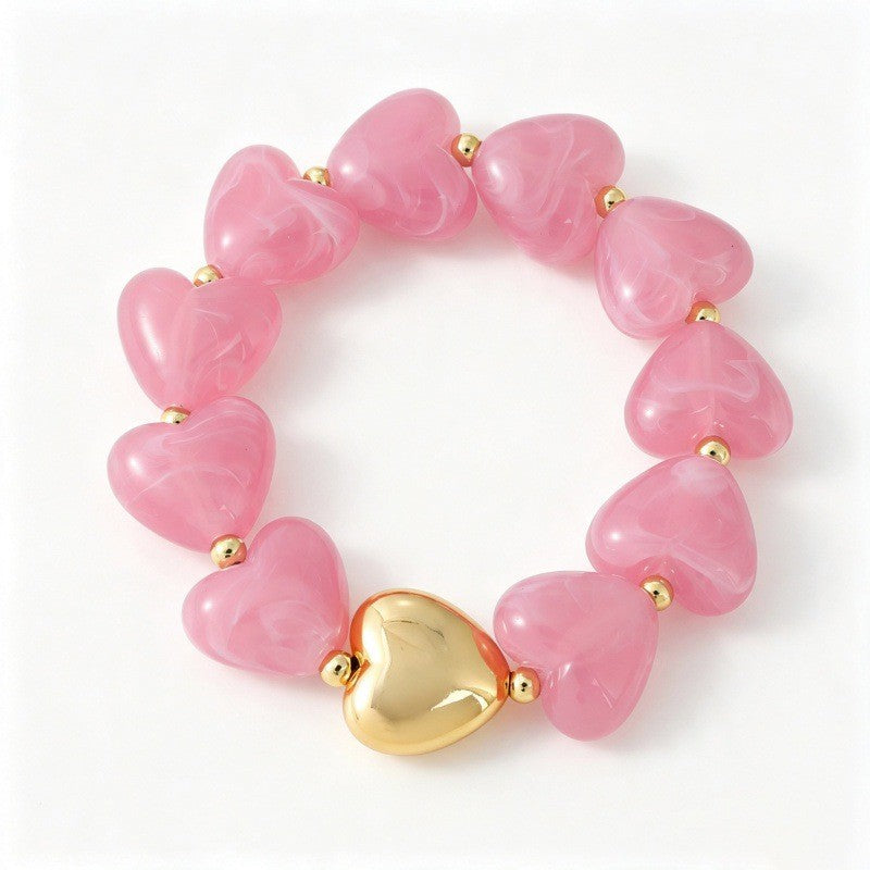 Boho Multicolor Resin Heart Bracelet Stack