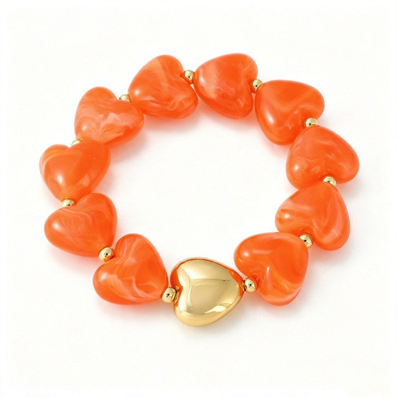 Boho Multicolor Resin Heart Bracelet Stack