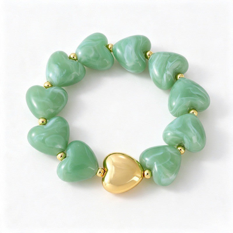 Boho Multicolor Resin Heart Bracelet Stack