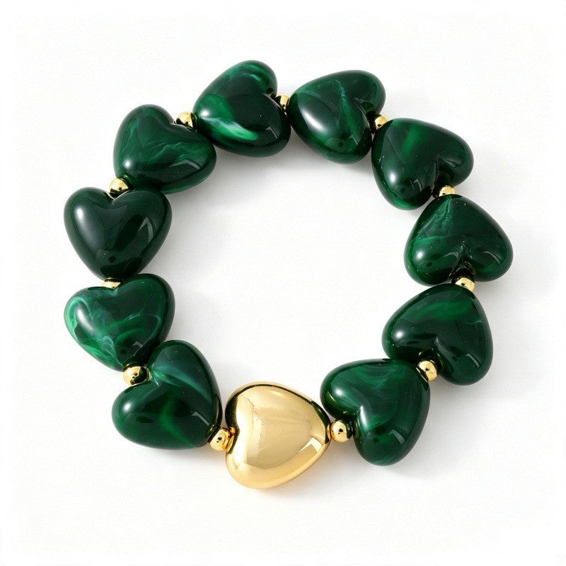 Boho Multicolor Resin Heart Bracelet Stack