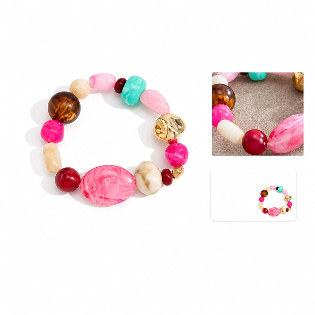 Boho Multicolor Resin Bead Necklace & Bracelet Set