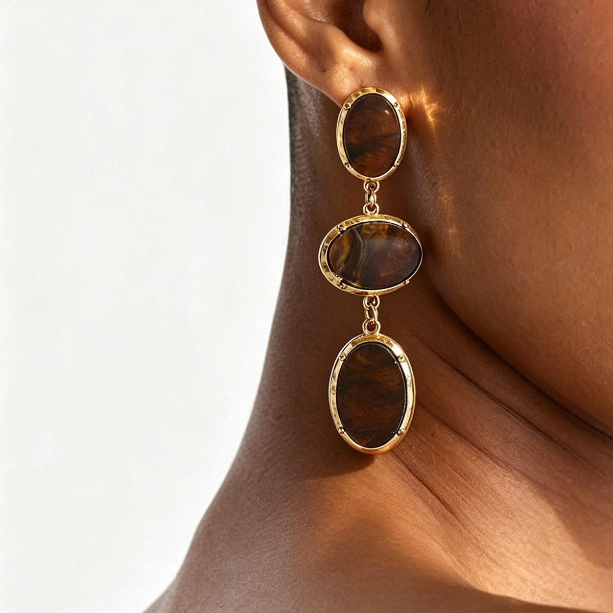 Classy Marbled Acrylic Oval Drop Earrings