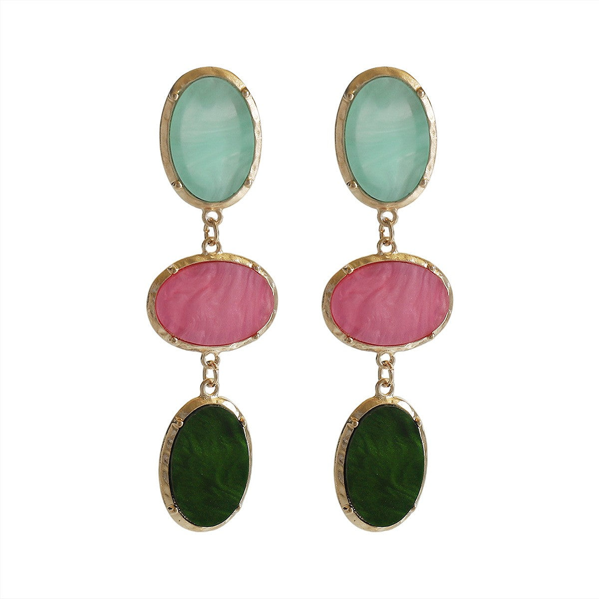 Classy Marbled Acrylic Oval Drop Earrings