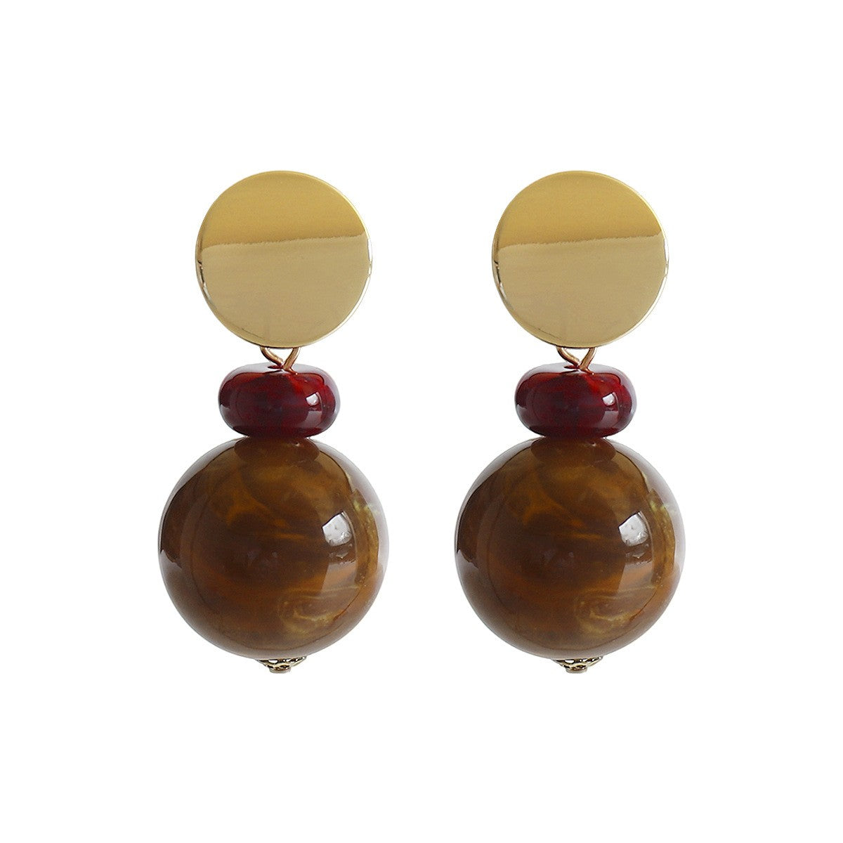 Classy Green Marble Resin Ball Drop Earrings