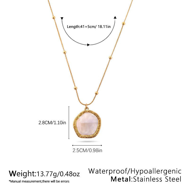 18k Dainty Geometric Mother of Pearl Disc Necklace