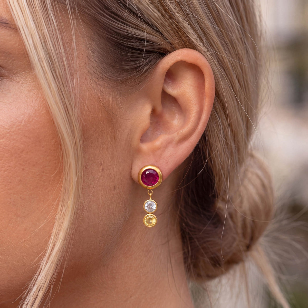 18k Classy Multicolor Gemstone Drop Earrings