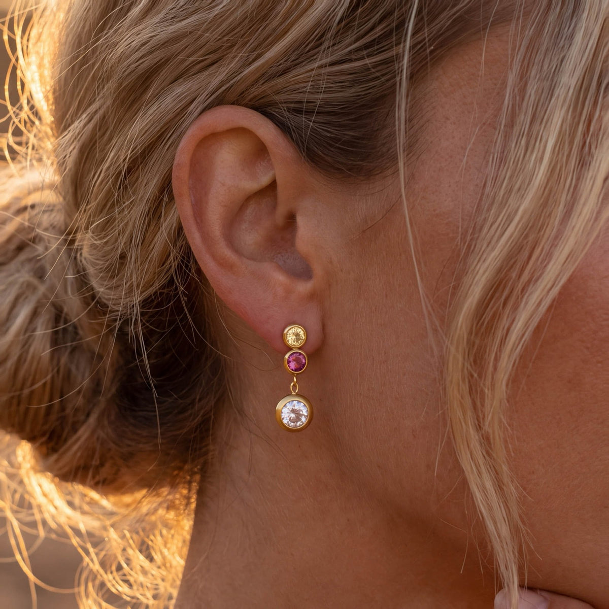 18k Classy Multicolor Gemstone Drop Earrings