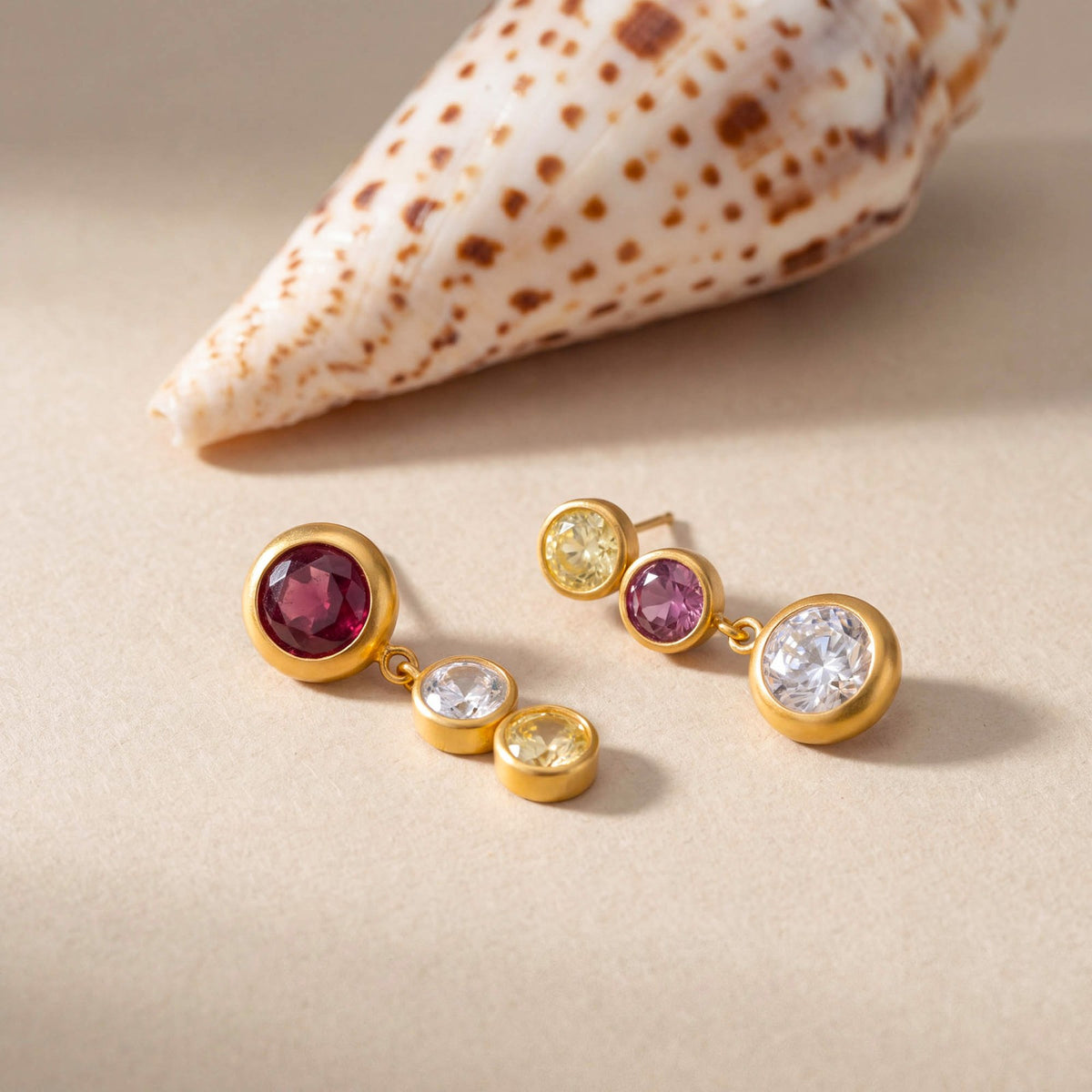 18k Classy Multicolor Gemstone Drop Earrings