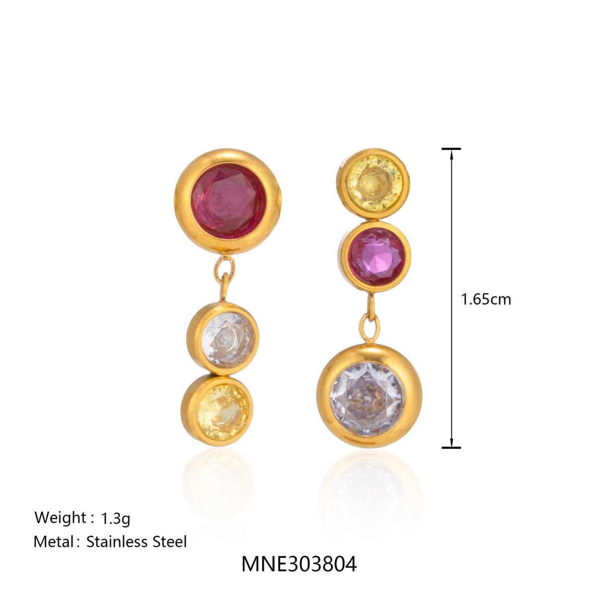 18k Classy Multicolor Gemstone Drop Earrings