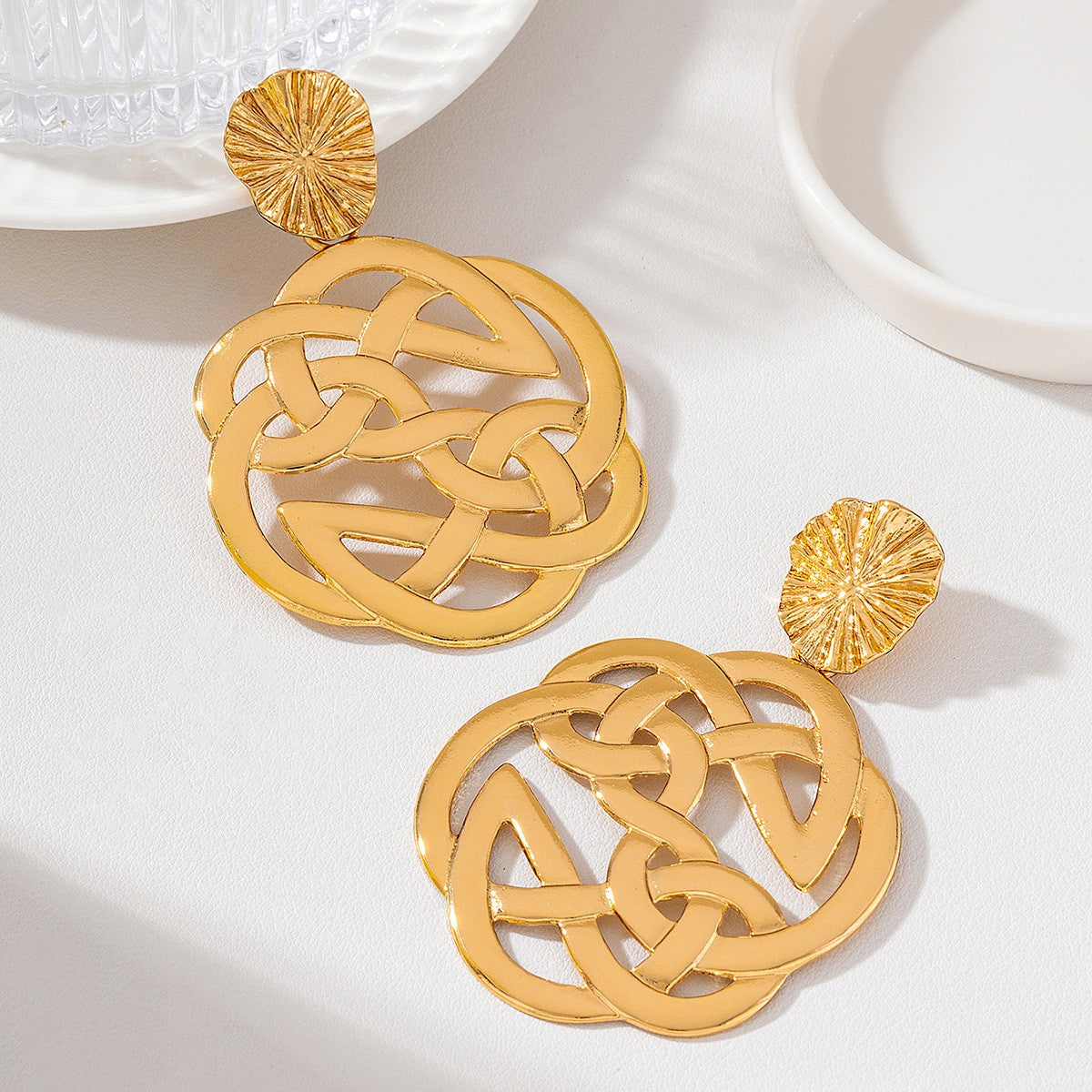 Classy Celtic Knot Sunburst Dangle Earrings