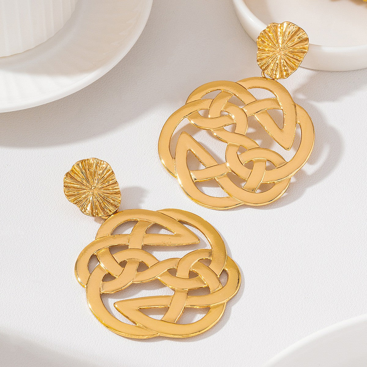 Classy Celtic Knot Sunburst Dangle Earrings